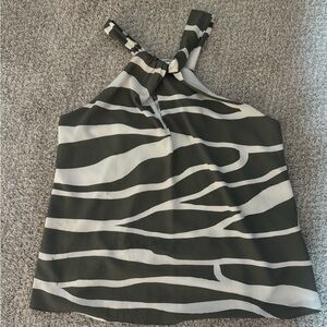 Green and white halter top